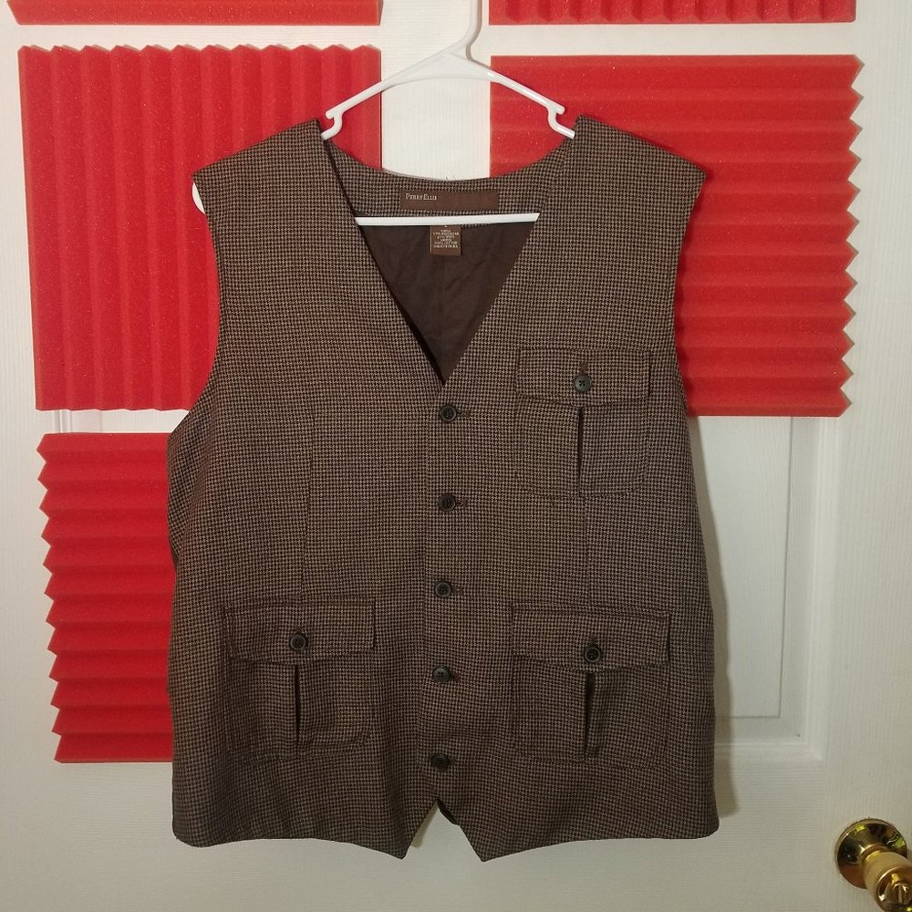 Perry Ellis Houndstooth Print Vest (Large)